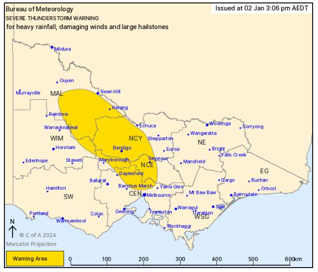 Severe thunderstorm warning for parts of northern and central Victoria ...
