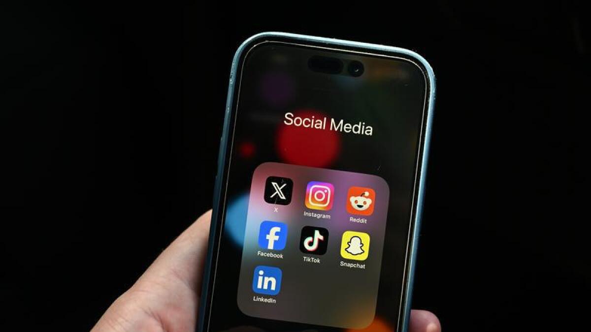 Social media apps seen on a smartphone (file image)