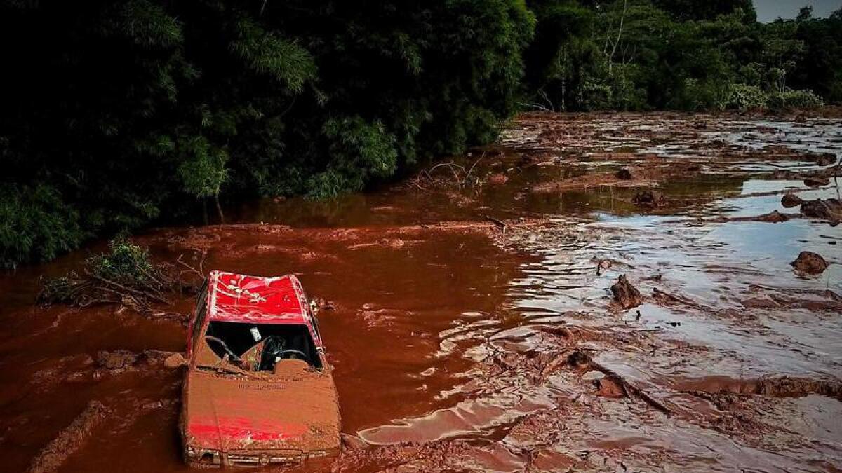 Damage caused by the collapse of a mine dam in Brazil.