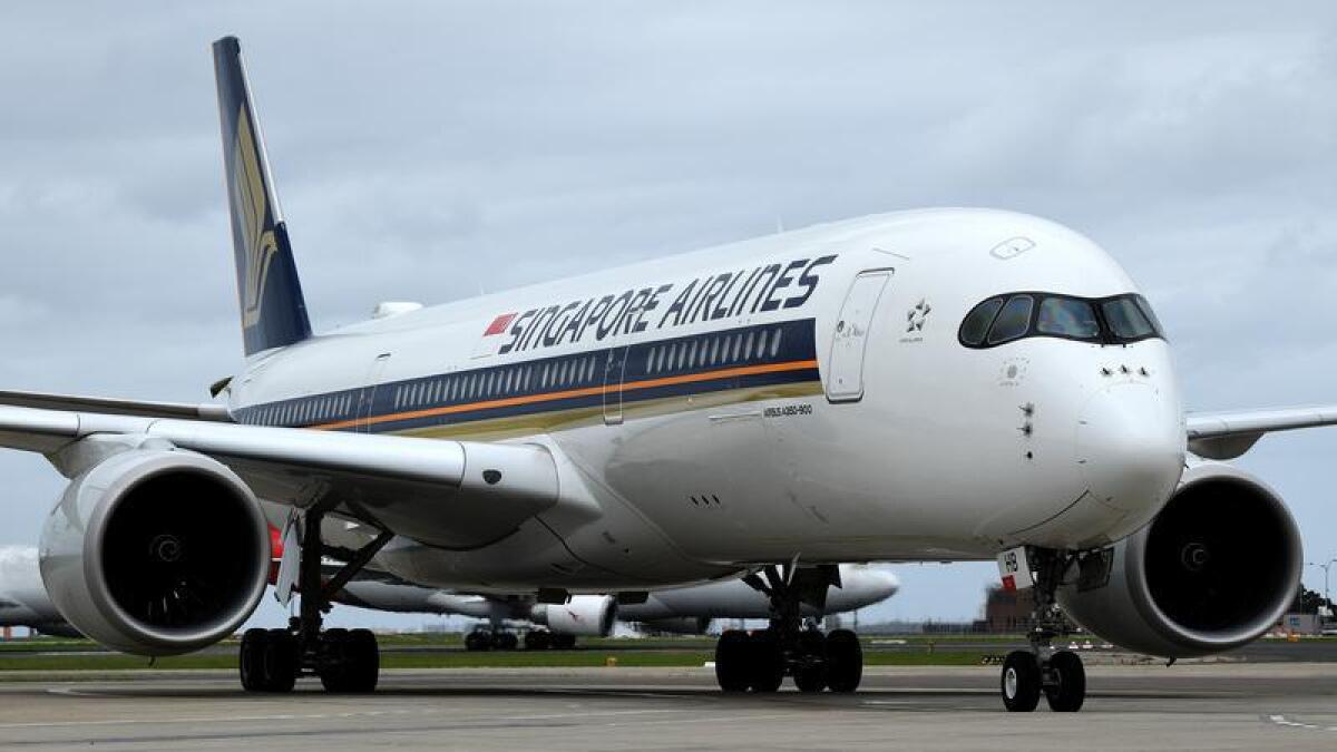 A Singapore Airlines flight at Sydney Airport