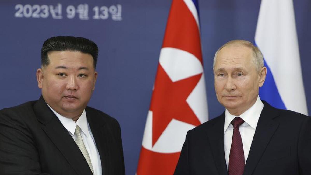 North Korea's Kim Jong-un with Russian President Vladimir Putin