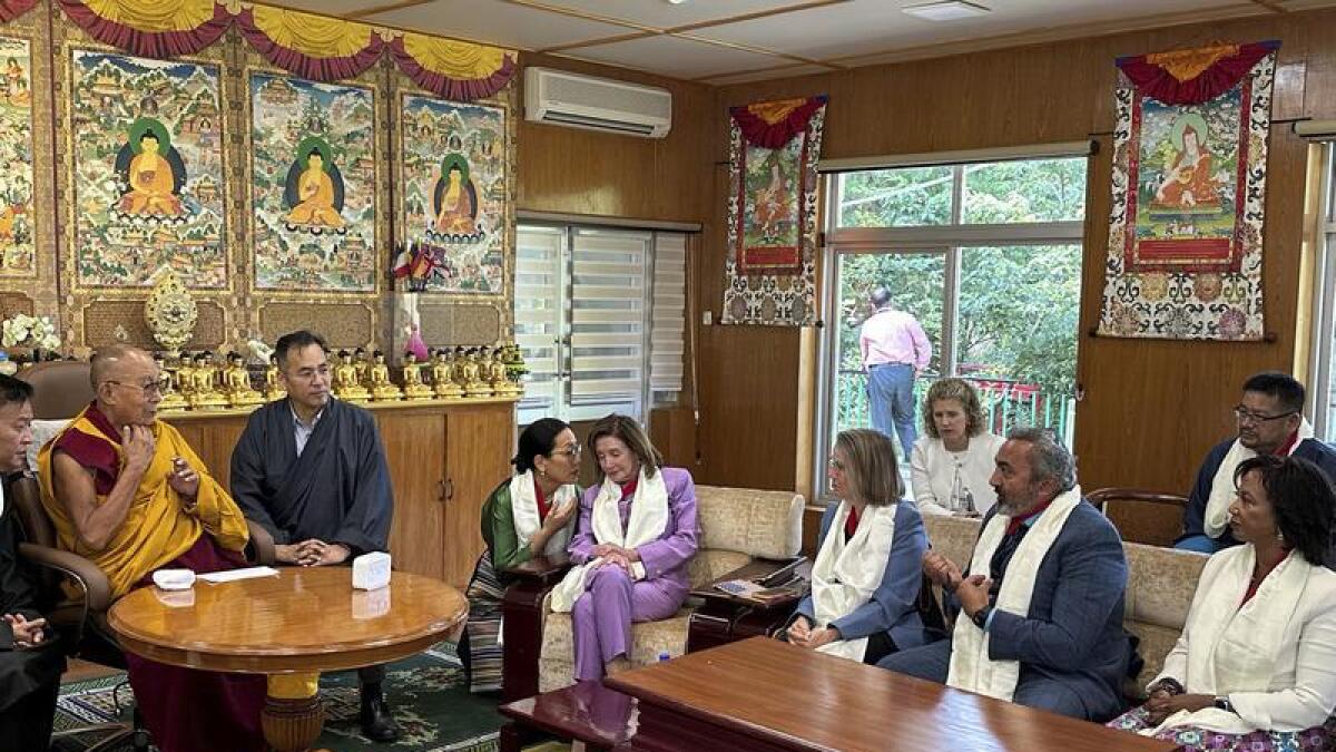 The Dalai Lama meets US congressional members in Dharamshala, India