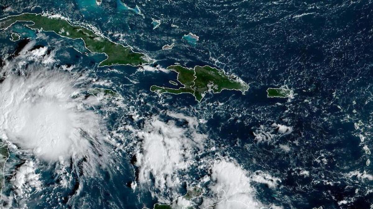 Satellite image of Hurricane Lisa in the Caribbean Sea