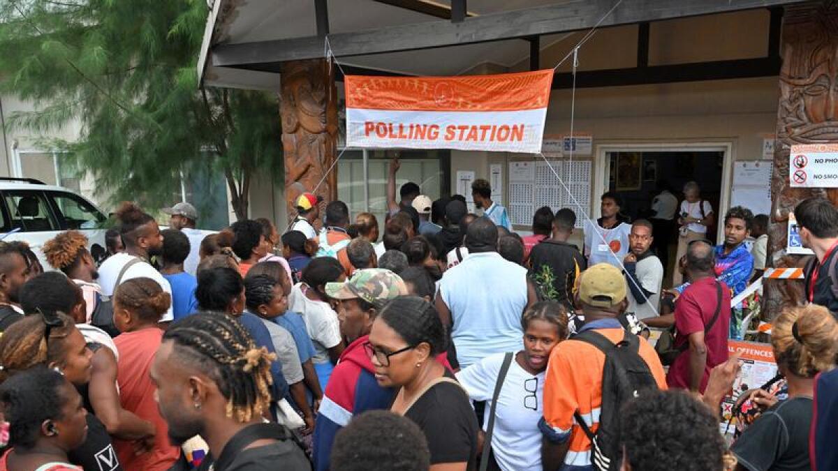 Voters at a polling station during the Solomon Islands elections