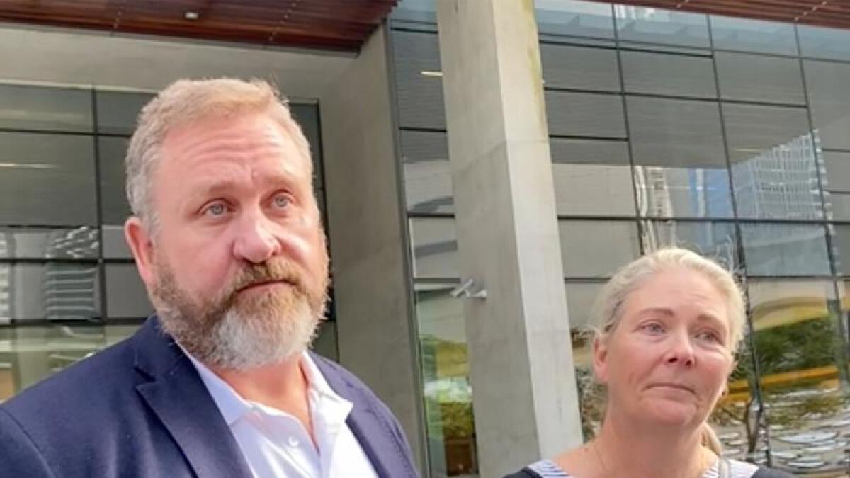 Steve and Alison Swinbourne speak outside court