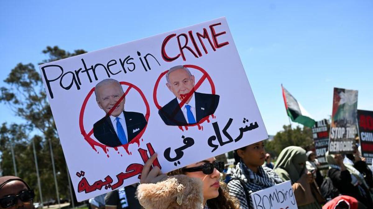 People at a pro-Palestine rally in Canberra on Monday.