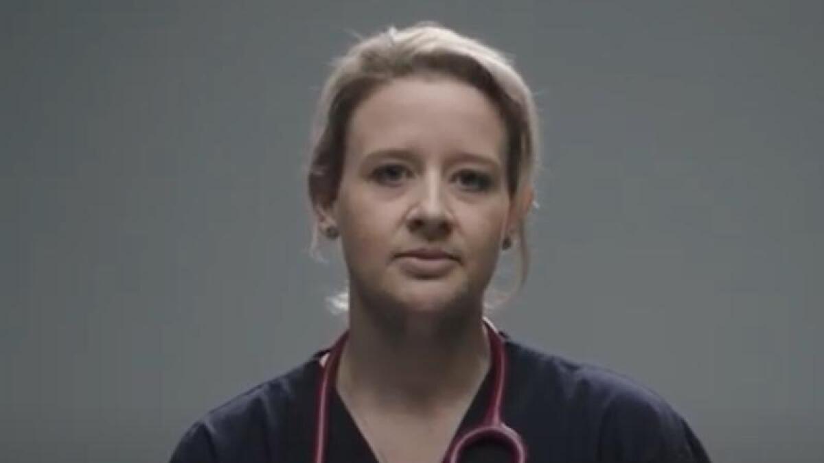 A screen grab for a nurses' union campaign
