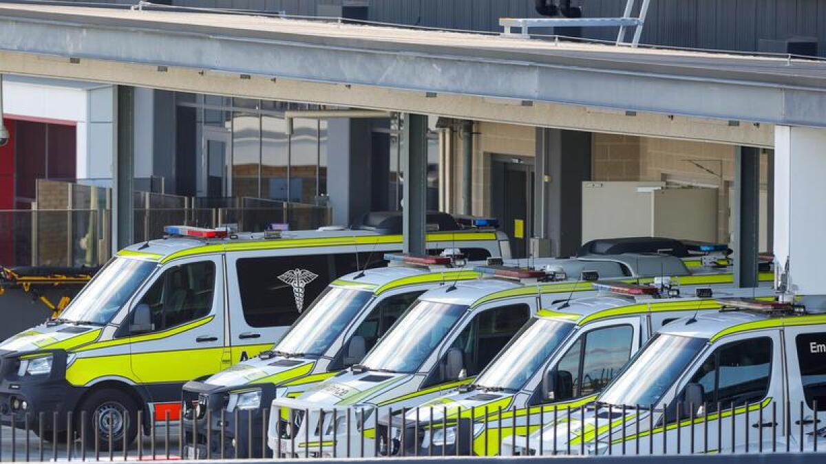 Ambulances queuing at Princess Alexandra Hospital, Brisbane