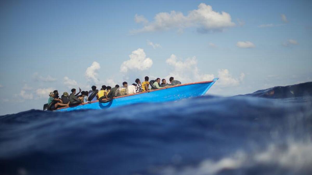 A file photo of a migrant boat in the Mediterranean sea