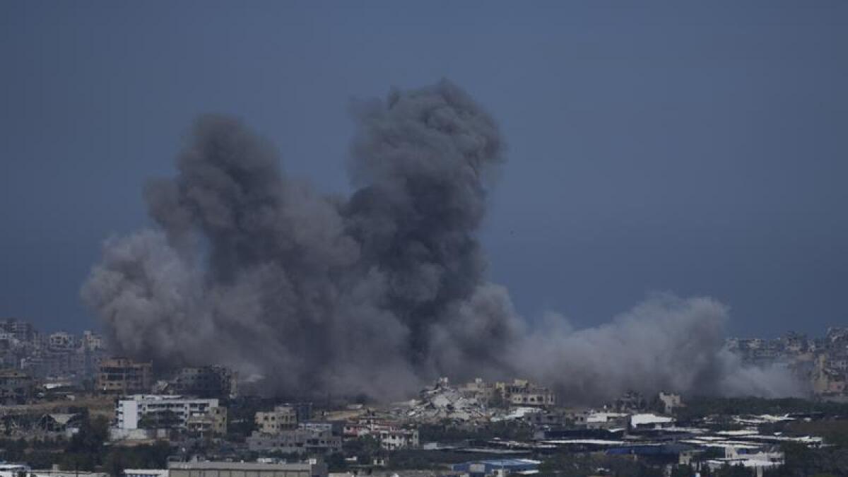 Smoke rises after an Israeli air strike in the Gaza Strip