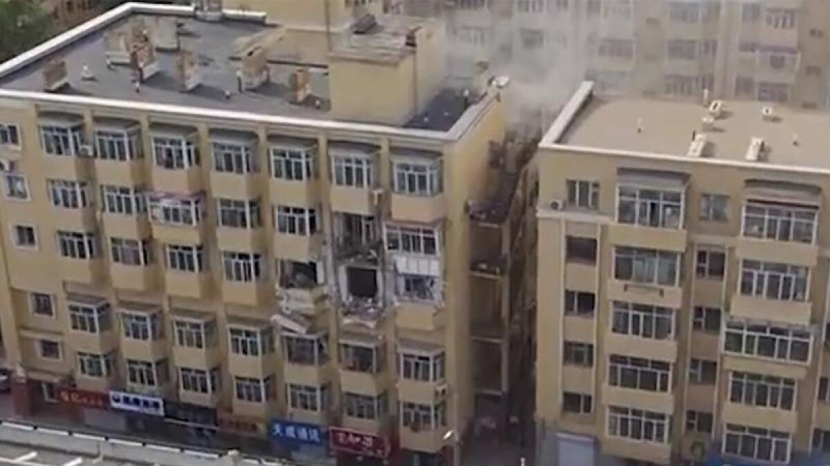 Aftermath of an explosion at an apartment building in China