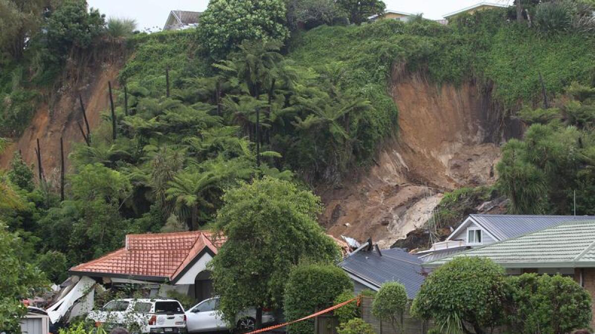 A landslide onto homes