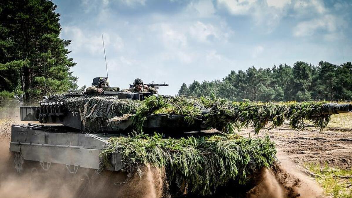 The Bundeswehr practise with a Leopard 2 A6 battle tank