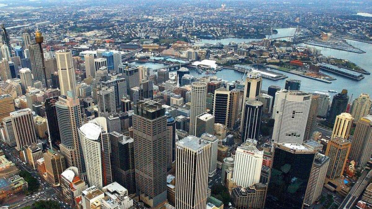 Aerial view of the Sydney CBD