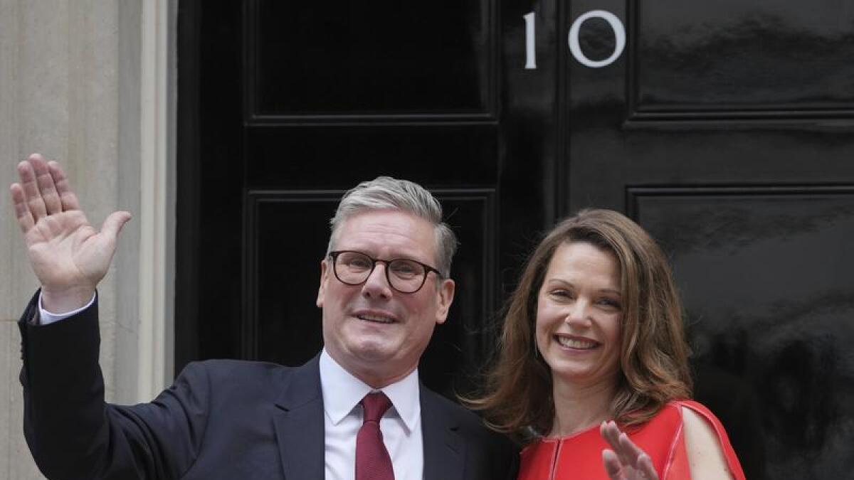 Prime Minister Keir Starmer and his wife Victoria at 10 Downing Street