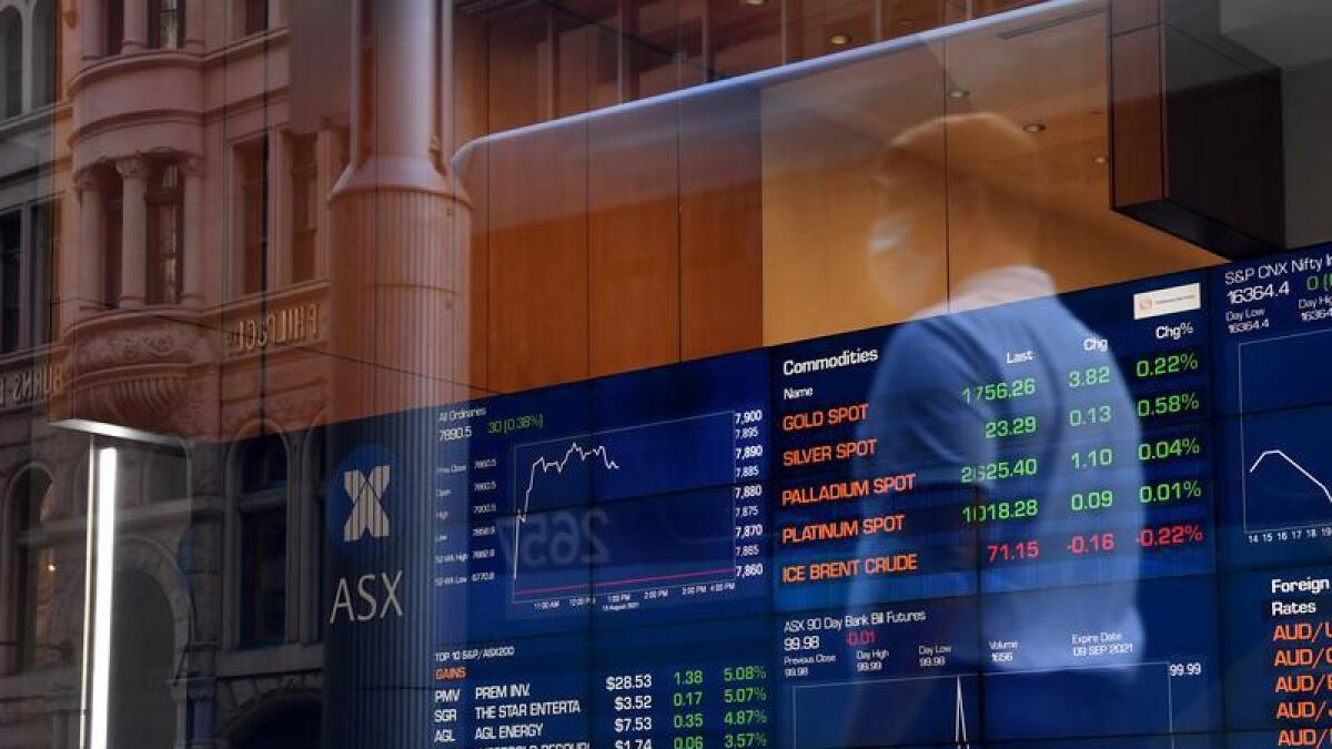 A digital board at the Australian Stock Exchange in Sydney