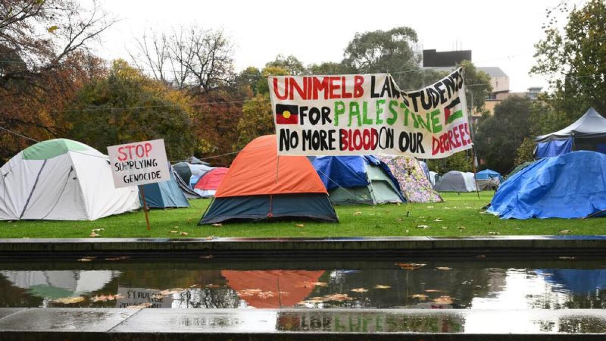 A Pro-Palestine encampment at the University of Melbourne