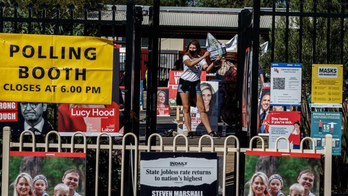 A file photo of election day signage in Adelaide