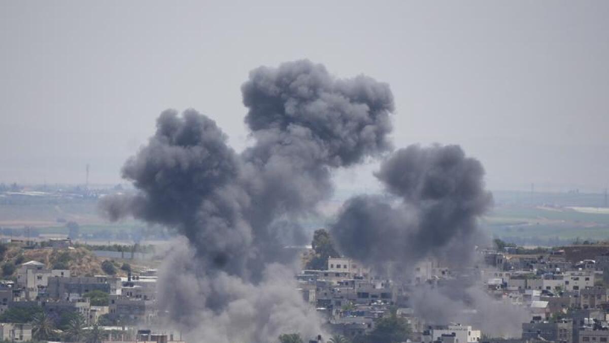 Smoke rises from an explosion caused by an Israeli airstrike