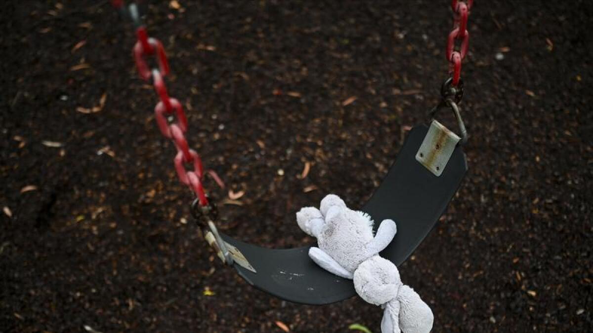 An abandoned childrenâ€™s toy is seen on a playground in Canberra