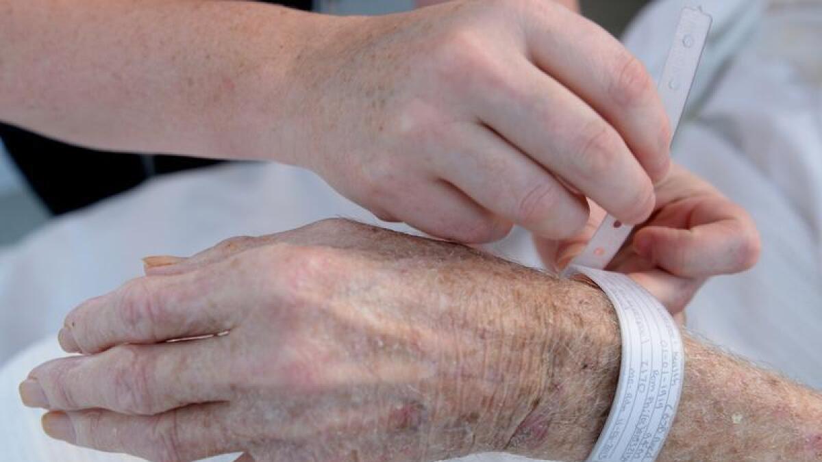 A file photo showing an elderly patient's hand