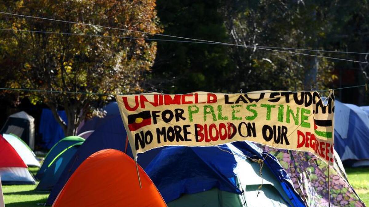 Tents at a Pro-Palestine encampment at the University of Melbourne
