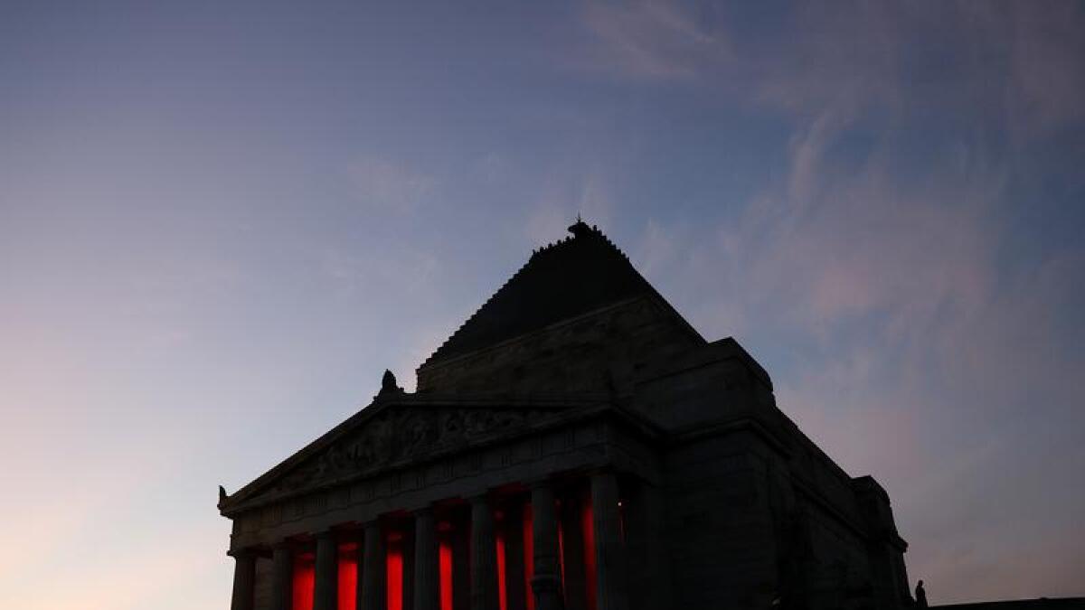 Crowds gathered outside Melbourne's Shrine of Remembrance on Monday.