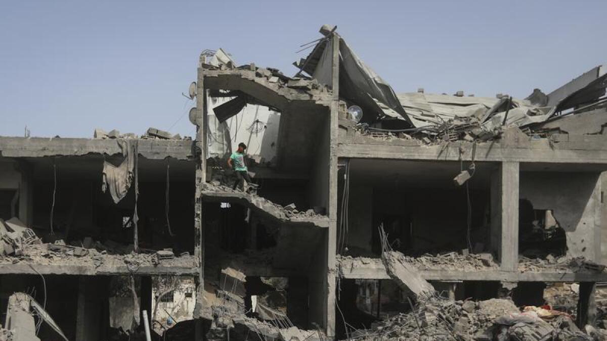 Destruction after an Israeli strike on a building in Nuseirat camp