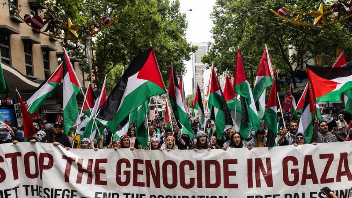 Pro-Palestine supports march in Melbourne in December.