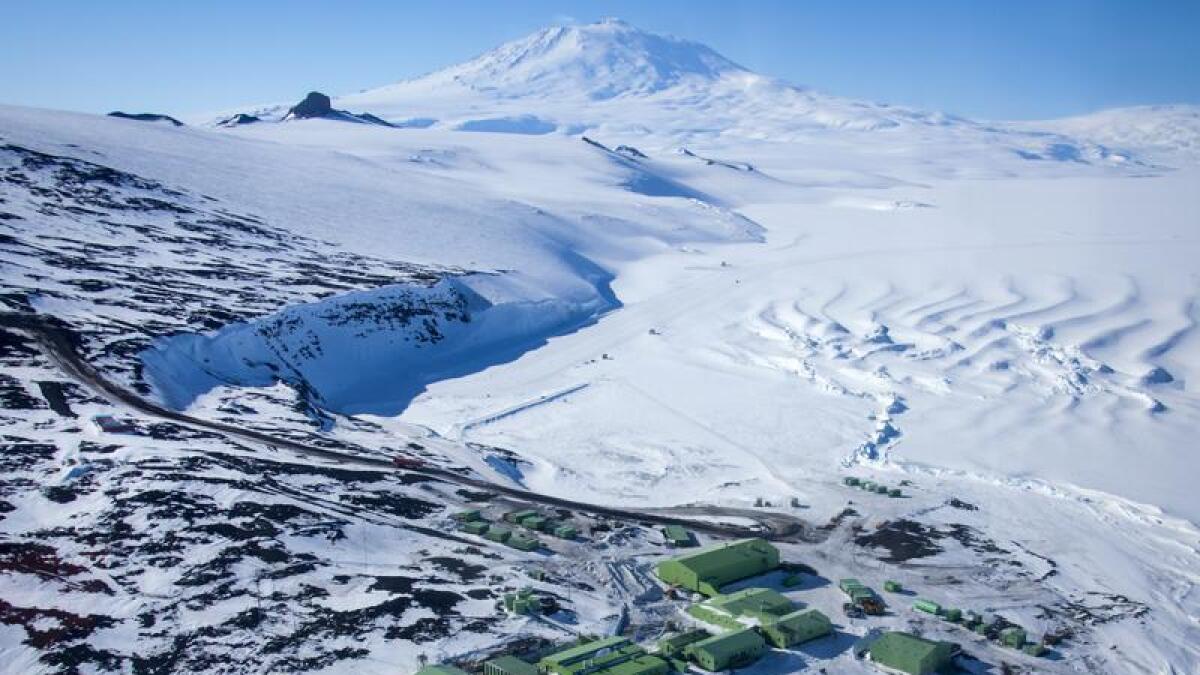 Aerial view of New Zealand's Scott Base in Antarctica