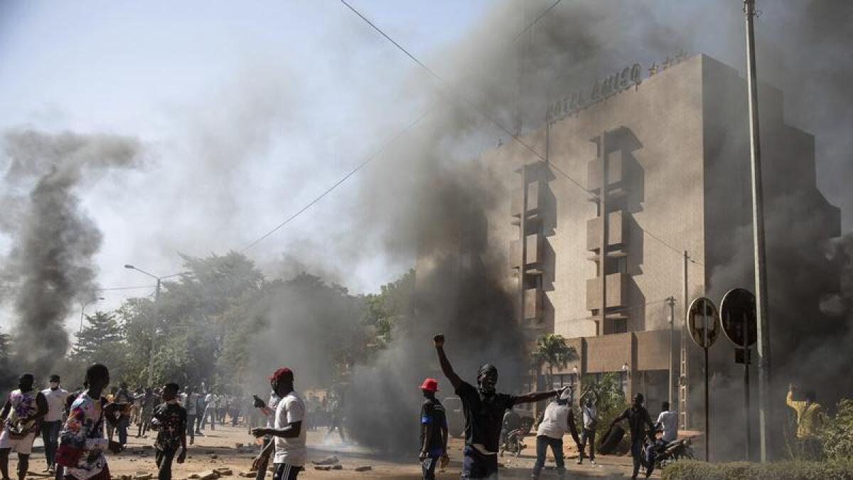 Protestors take to the streets of Burkina Faso's capital Ouagadougou.