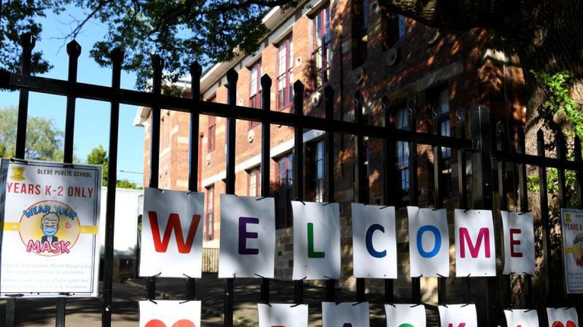 Welcome back signage at a Sydney school.