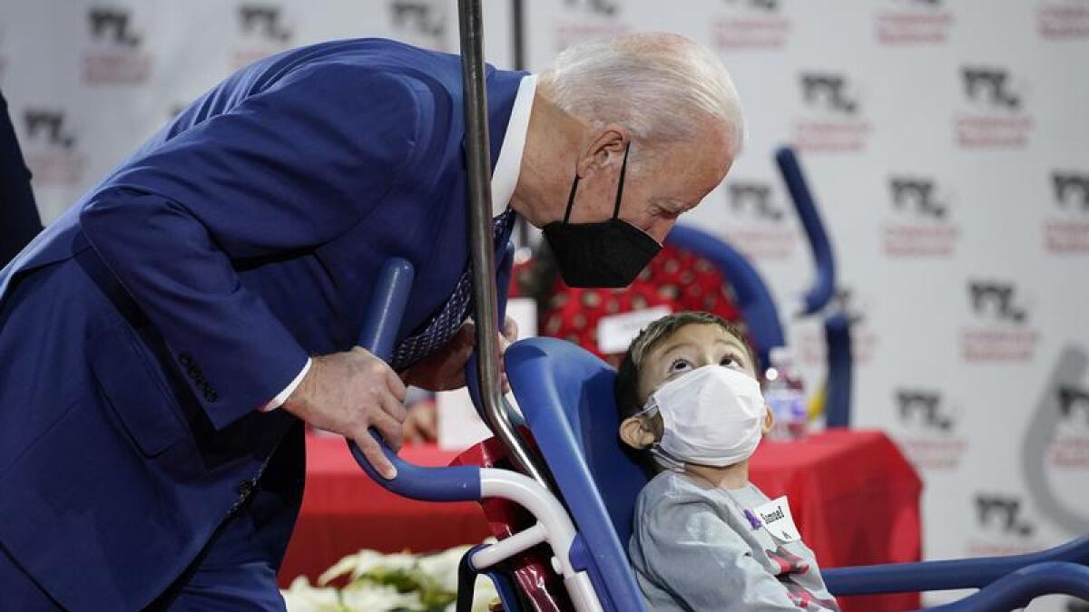 Joe and Jill Biden have visited children in hospital on Christmas Eve.