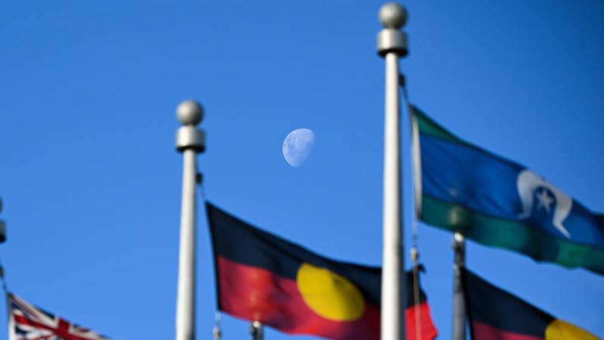 The Australian,  Aboriginal and Torres Strait Islands flags.