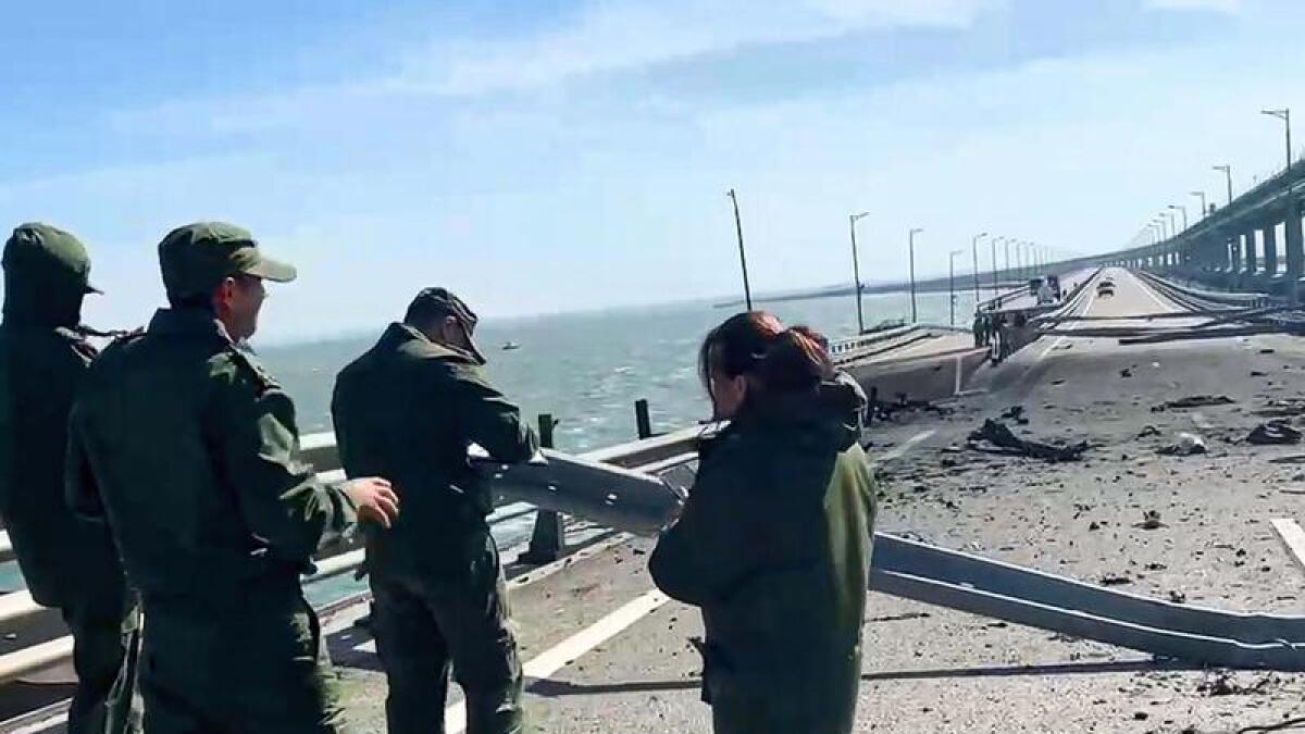 Damaged Crimea bridge