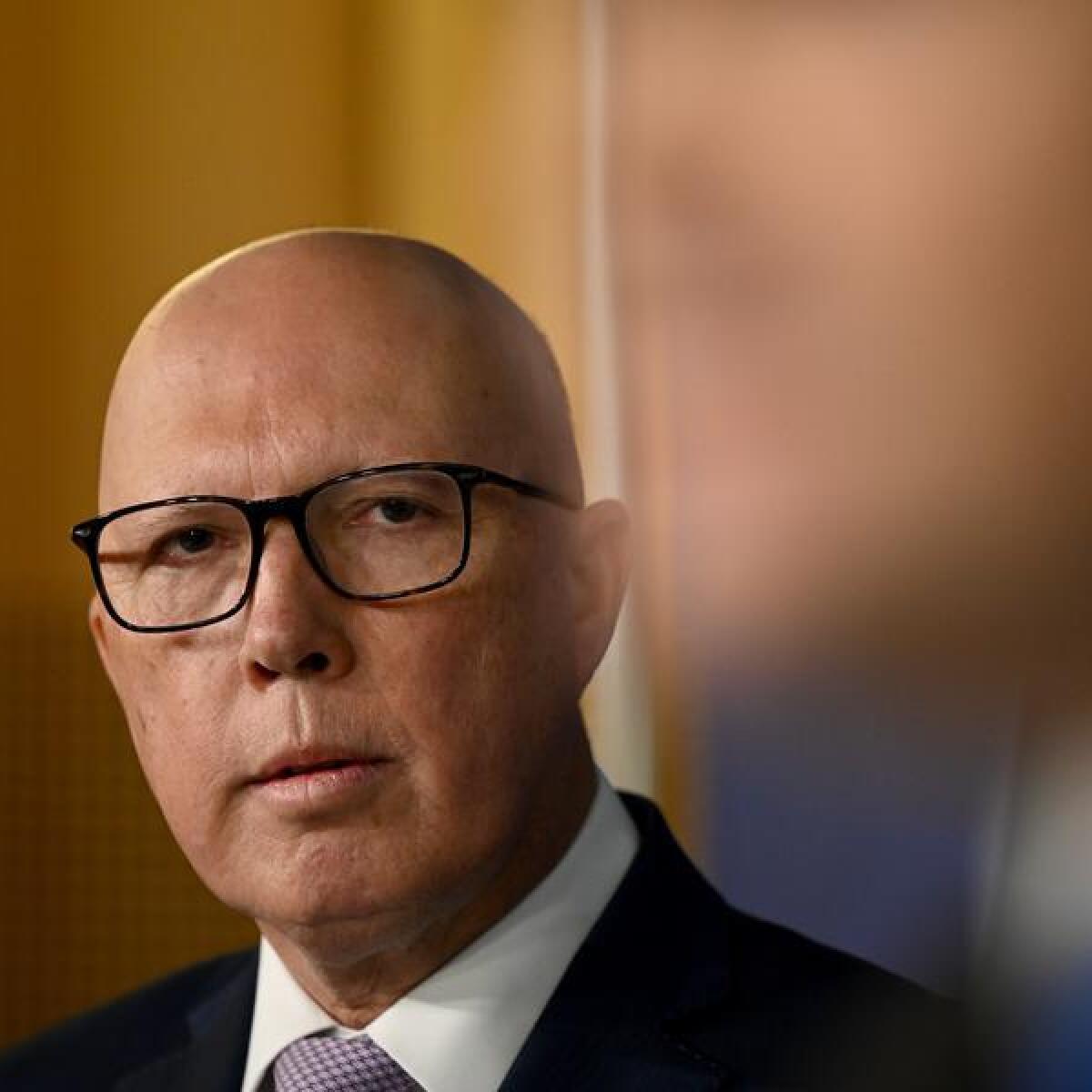 Opposition Leader Peter Dutton at a press conference.
