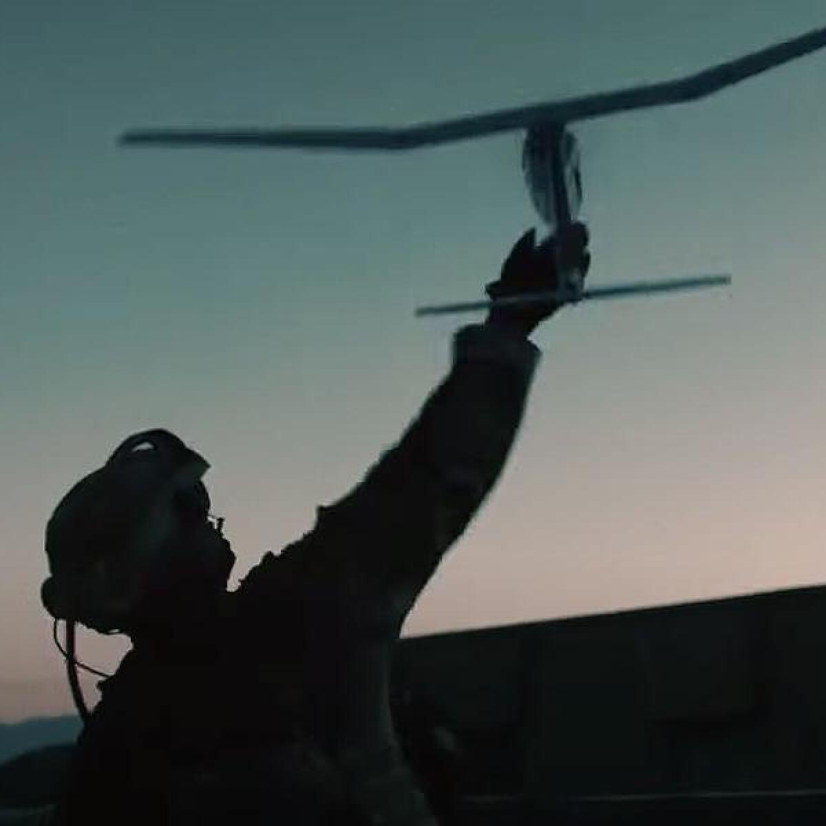 A soldier with a drone.