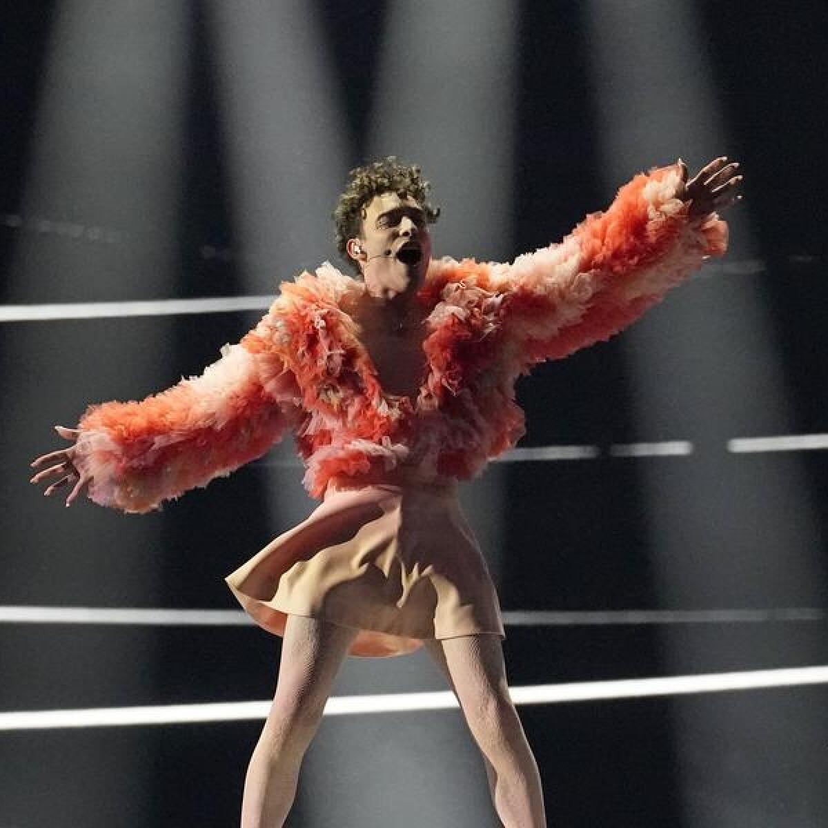 Nemo of Switzerland performs in the 2024 Eurovision grand final