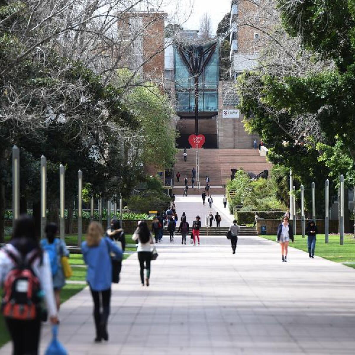 Students enter the University of New South Wales (UNSW) in Sydney