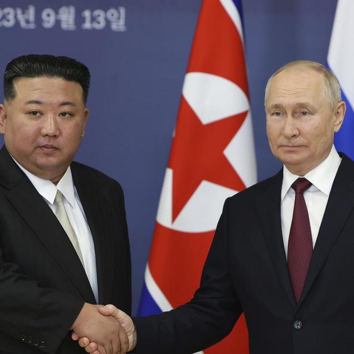 North Korea's Kim Jong-un with Russian President Vladimir Putin