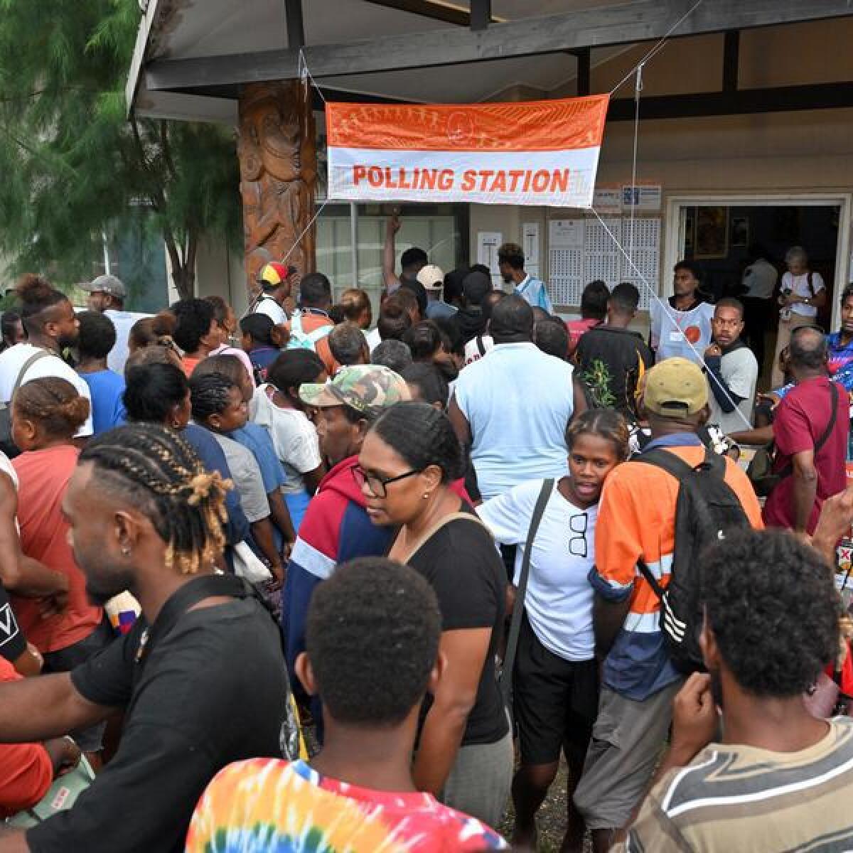Voters at a polling station during the Solomon Islands elections