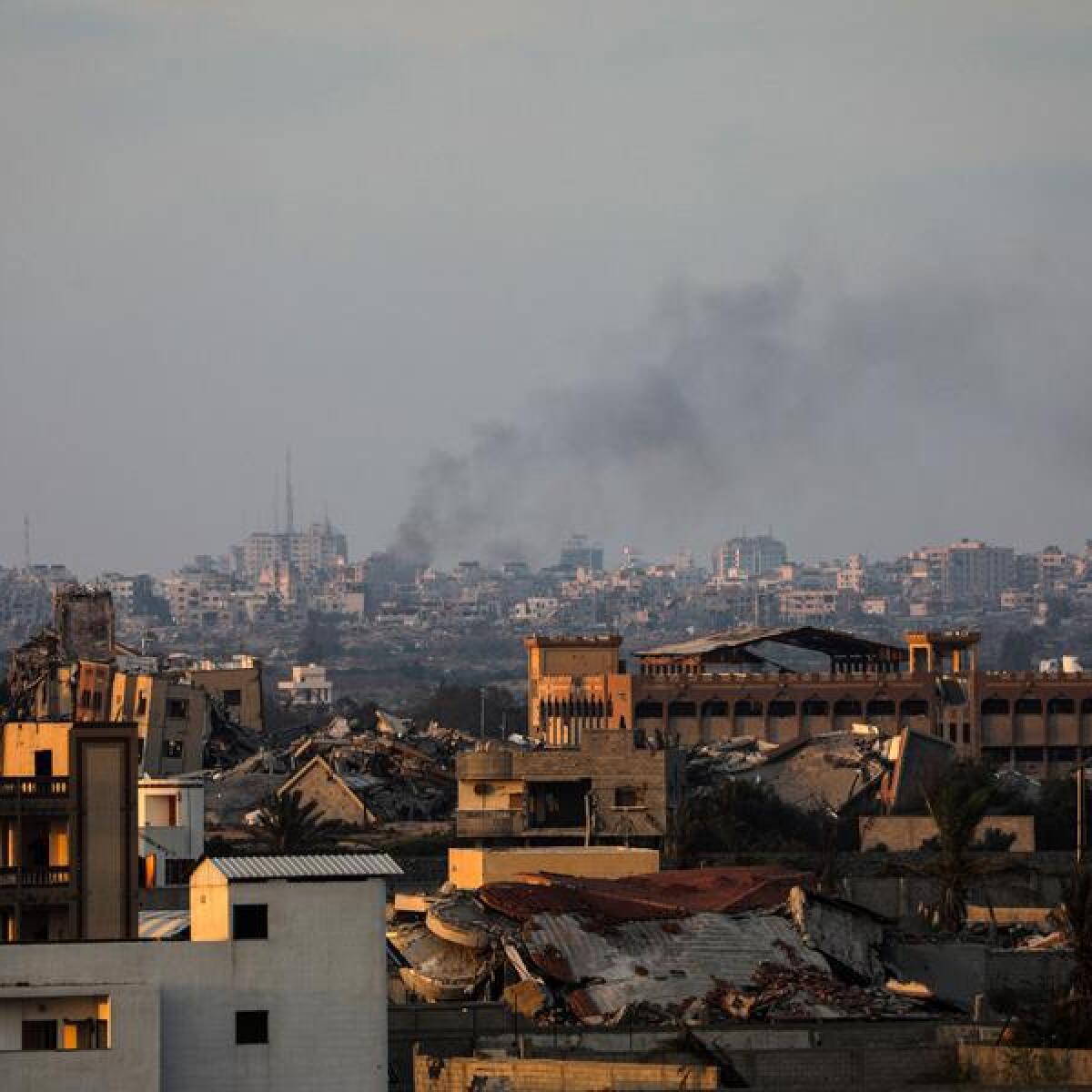 Smoke after an Israeli strike in Gaza City