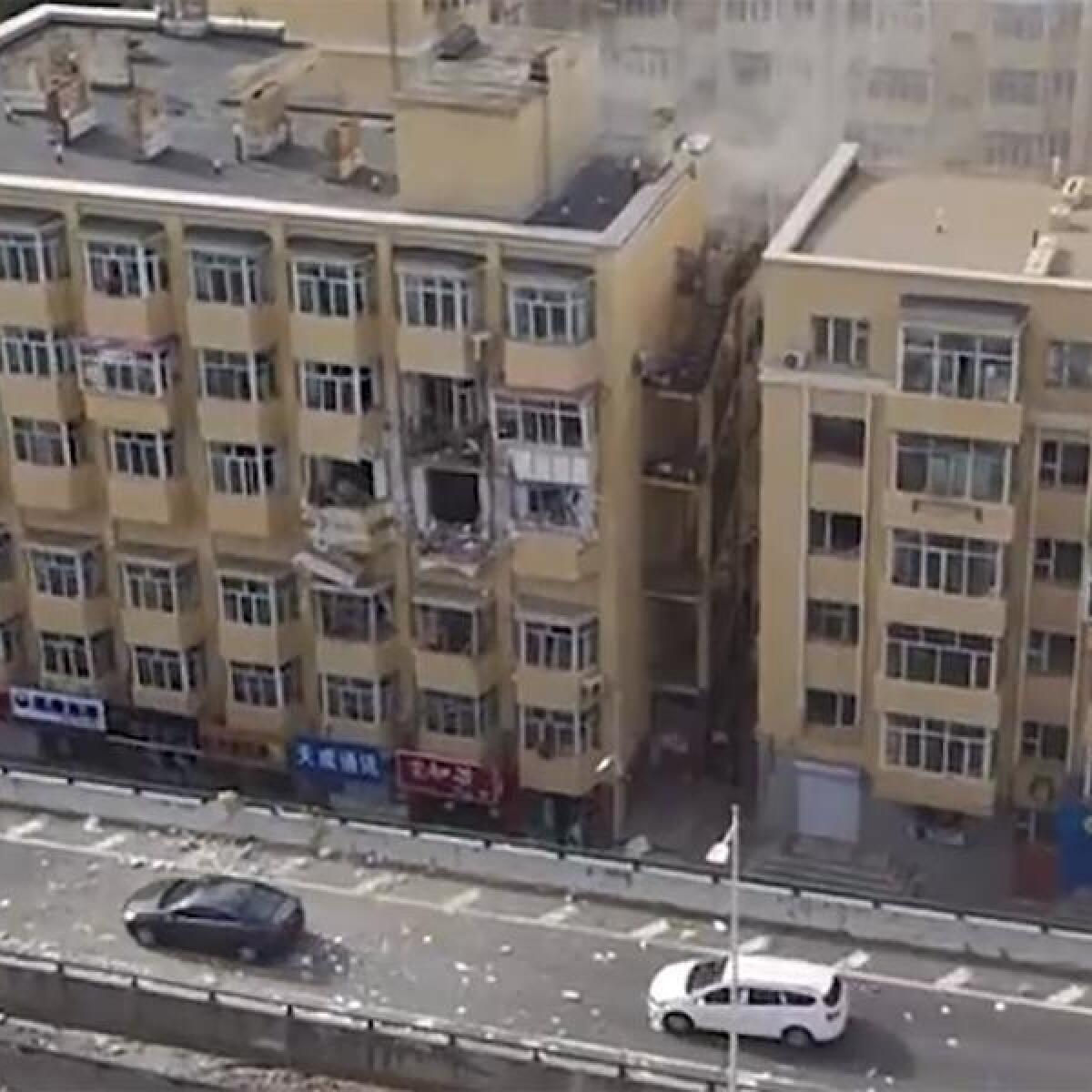 Aftermath of an explosion at an apartment building in China