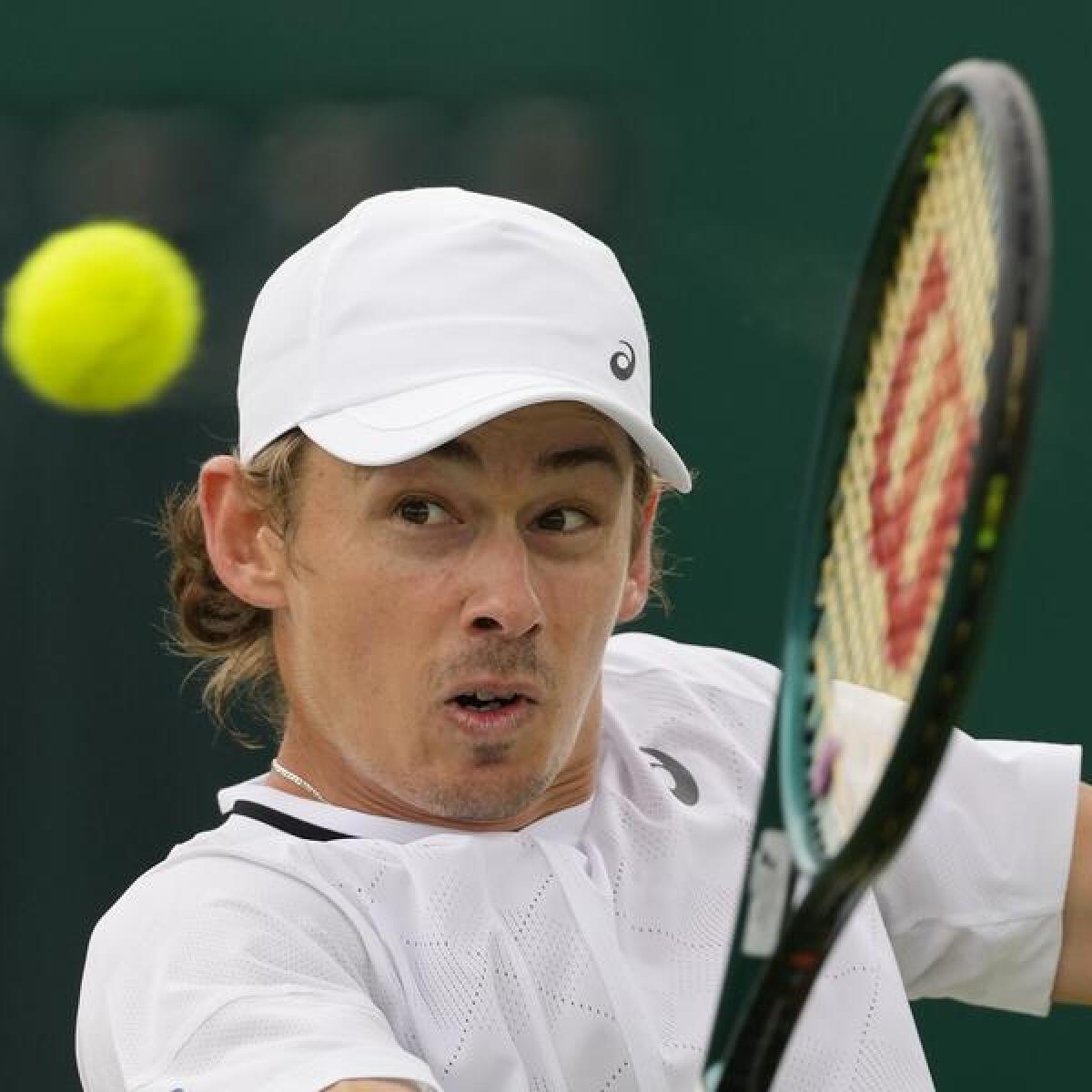 Alex de Minaur in action at Wimbledon. 