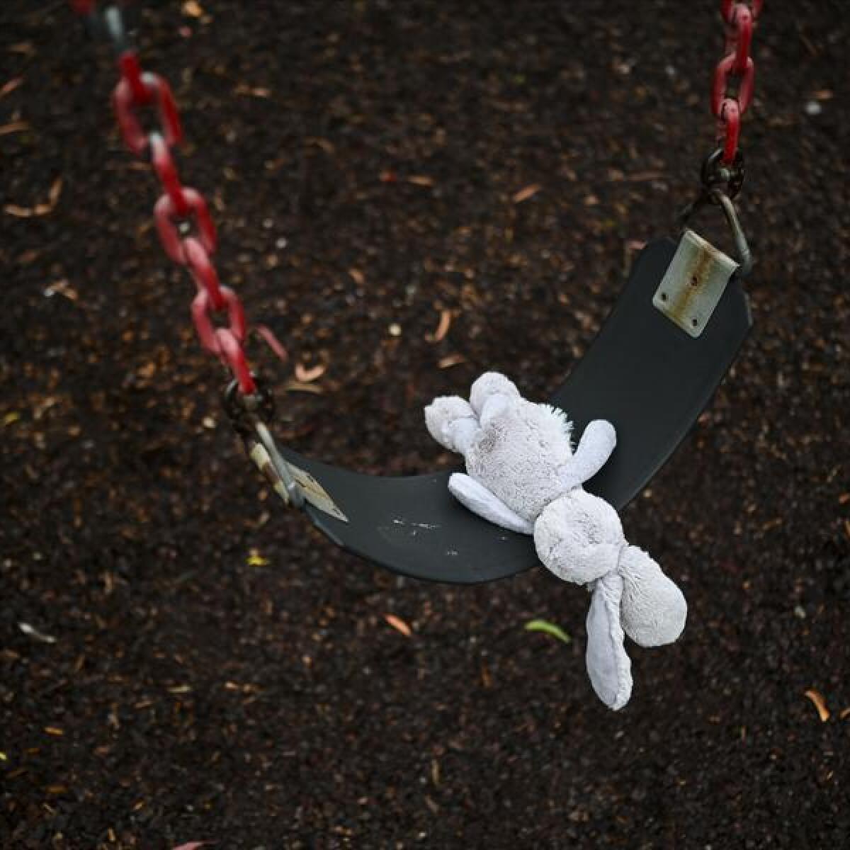 An abandoned childrenâ€™s toy is seen on a playground in Canberra