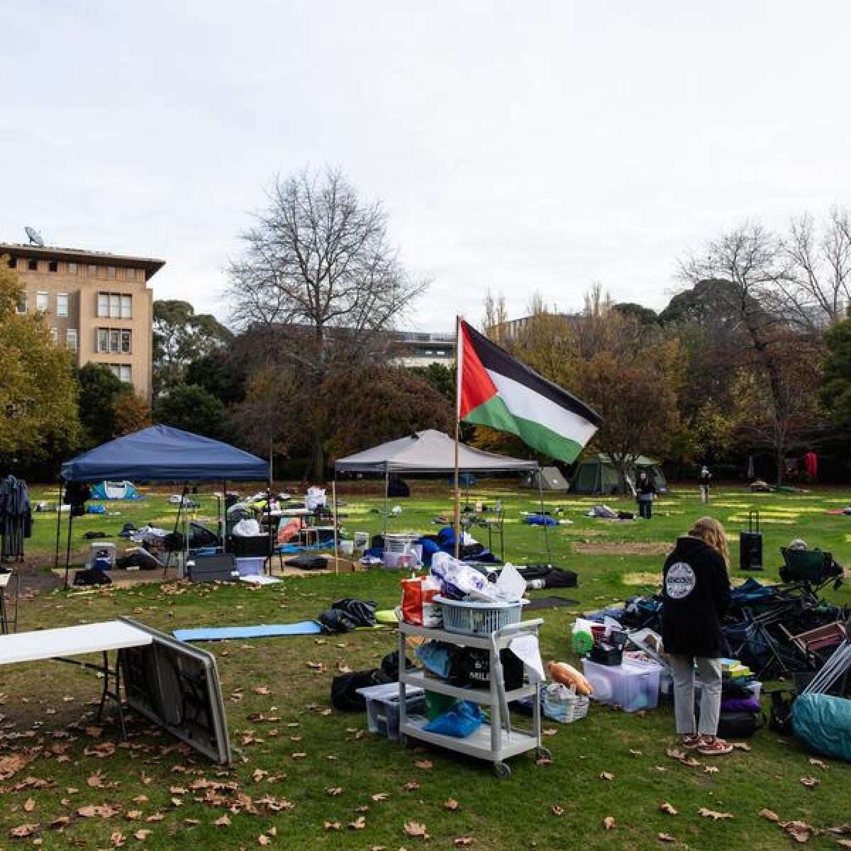Pro-Palestine students clear out an encampment at Melbourne University