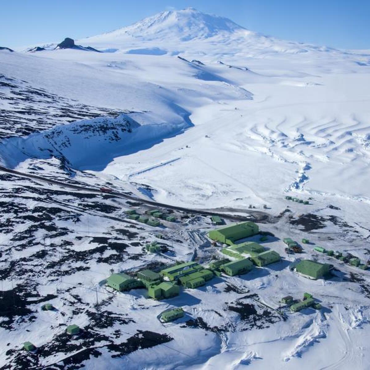 Aerial view of New Zealand's Scott Base in Antarctica