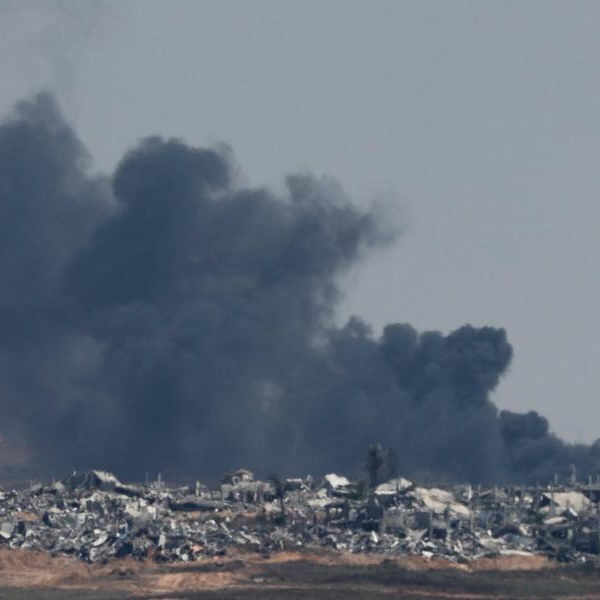Smoke rises from Beit Hanun neighborhood in the Gaza Strip