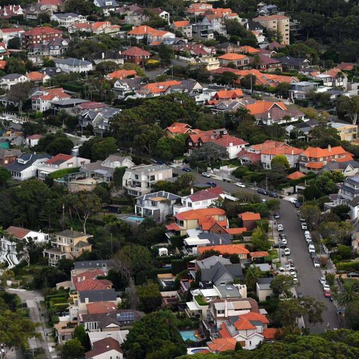 An aerial image of residential properties in Sydney.