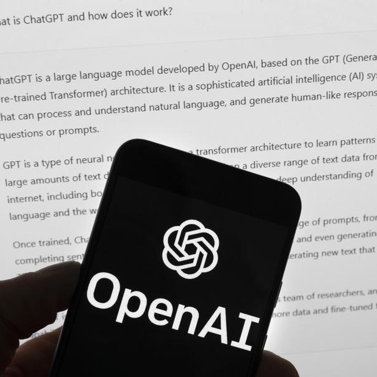 The Open AI logo on a mobile phone